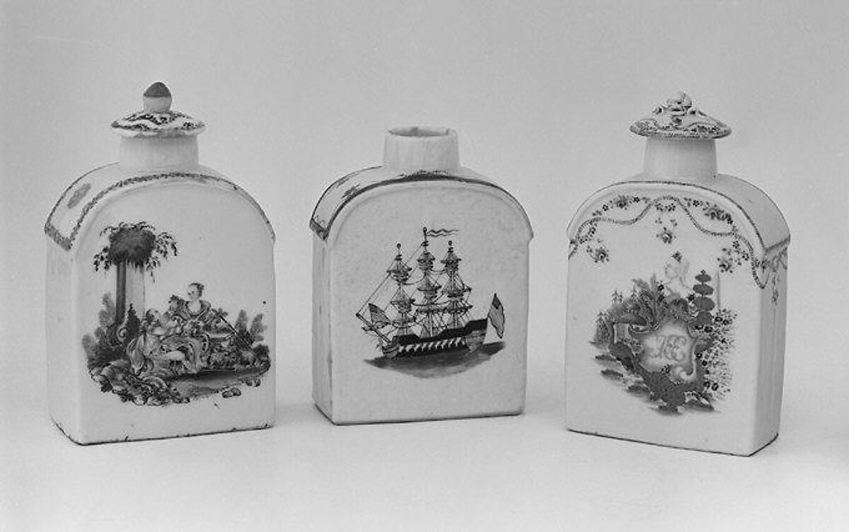 Tea caddy (part of a service), Hard-paste porcelain, Chinese, for American market