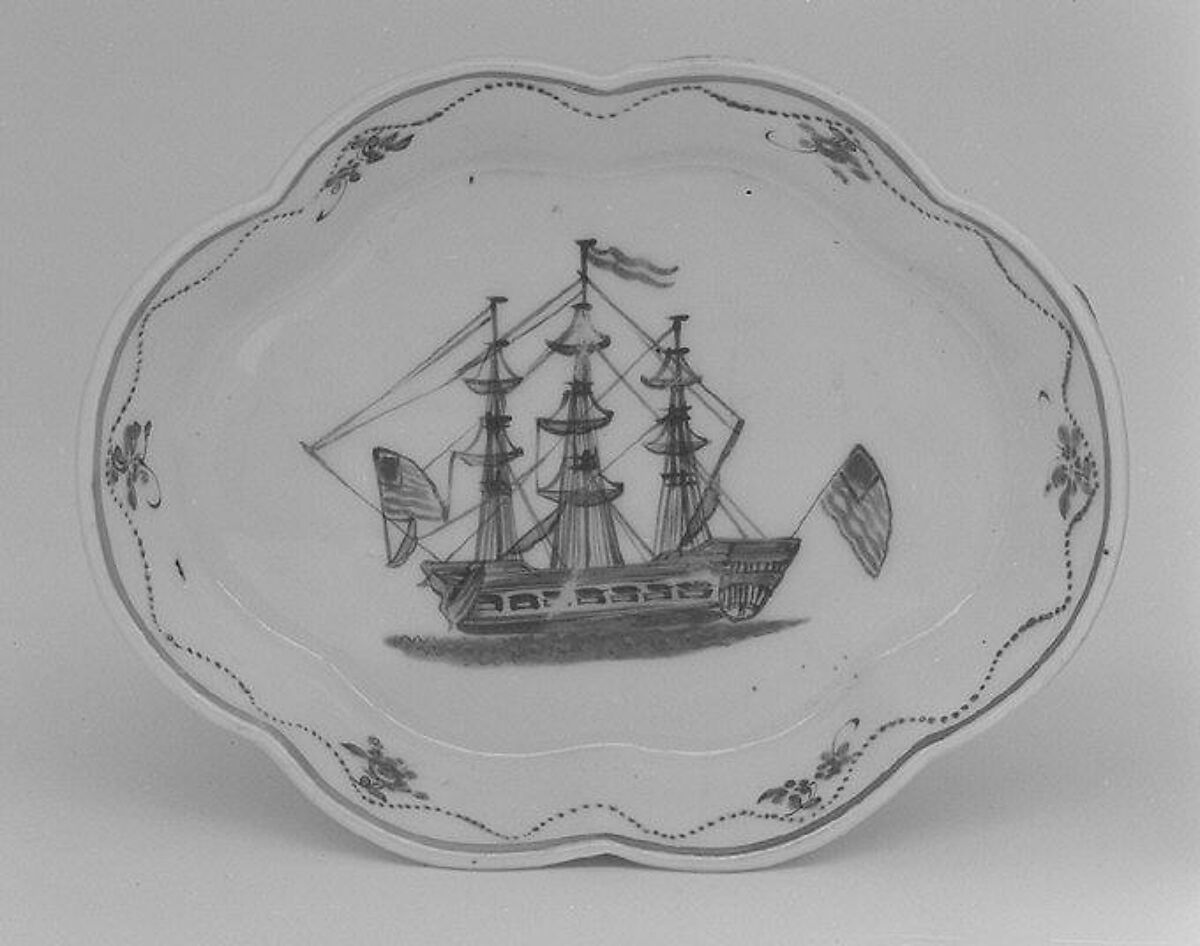Spoon tray (part of a service), Hard-paste porcelain, Chinese, for American market 