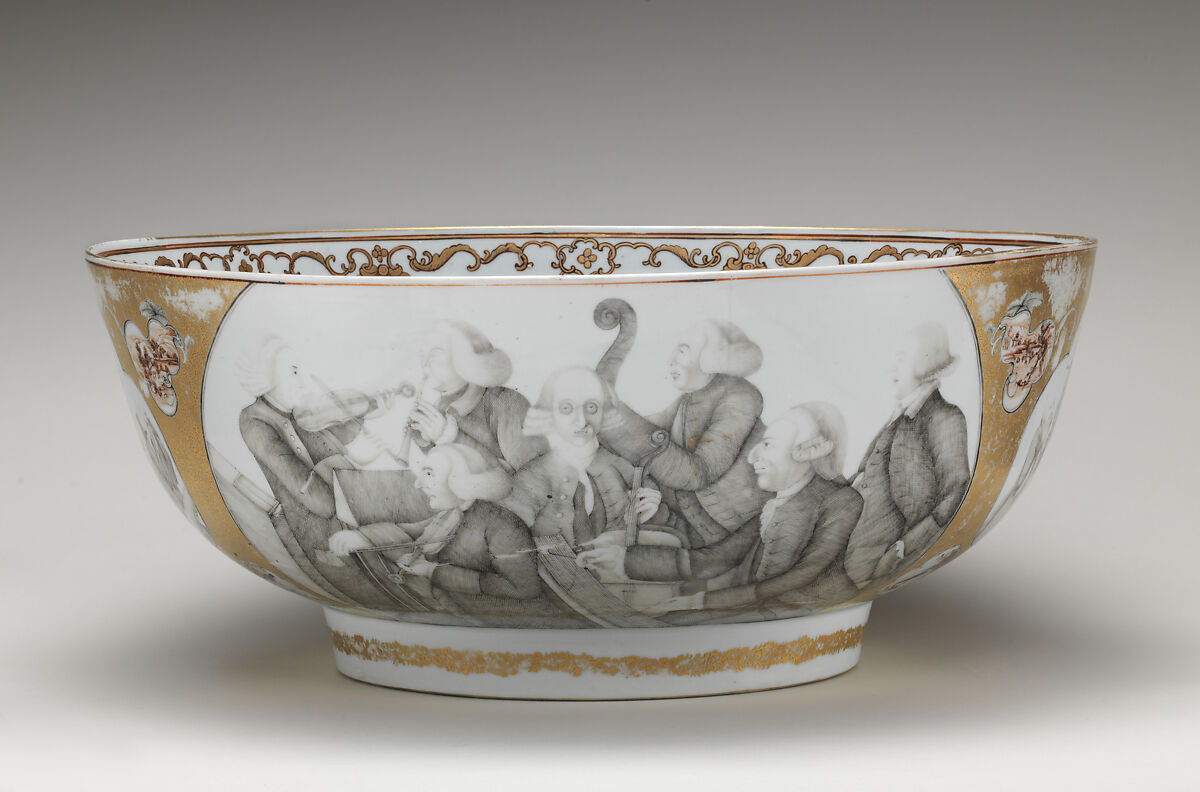 Punch bowl, Hard-paste porcelain, Chinese, for British market 