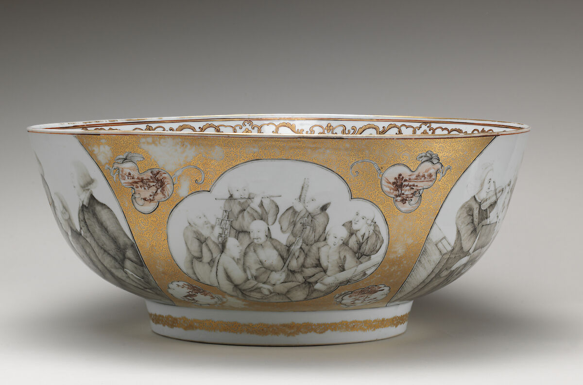 Punch bowl, Hard-paste porcelain, Chinese, for British market