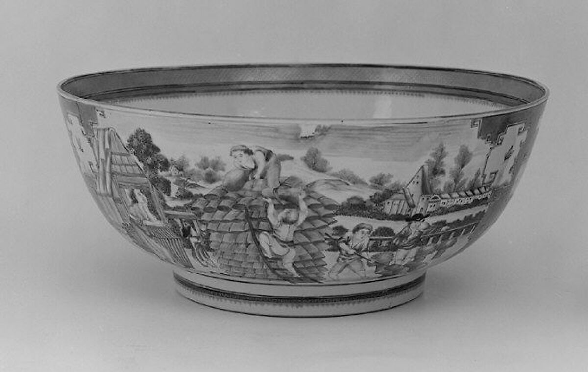 Punch bowl, Hard-paste porcelain, Chinese, for British or Continental European market