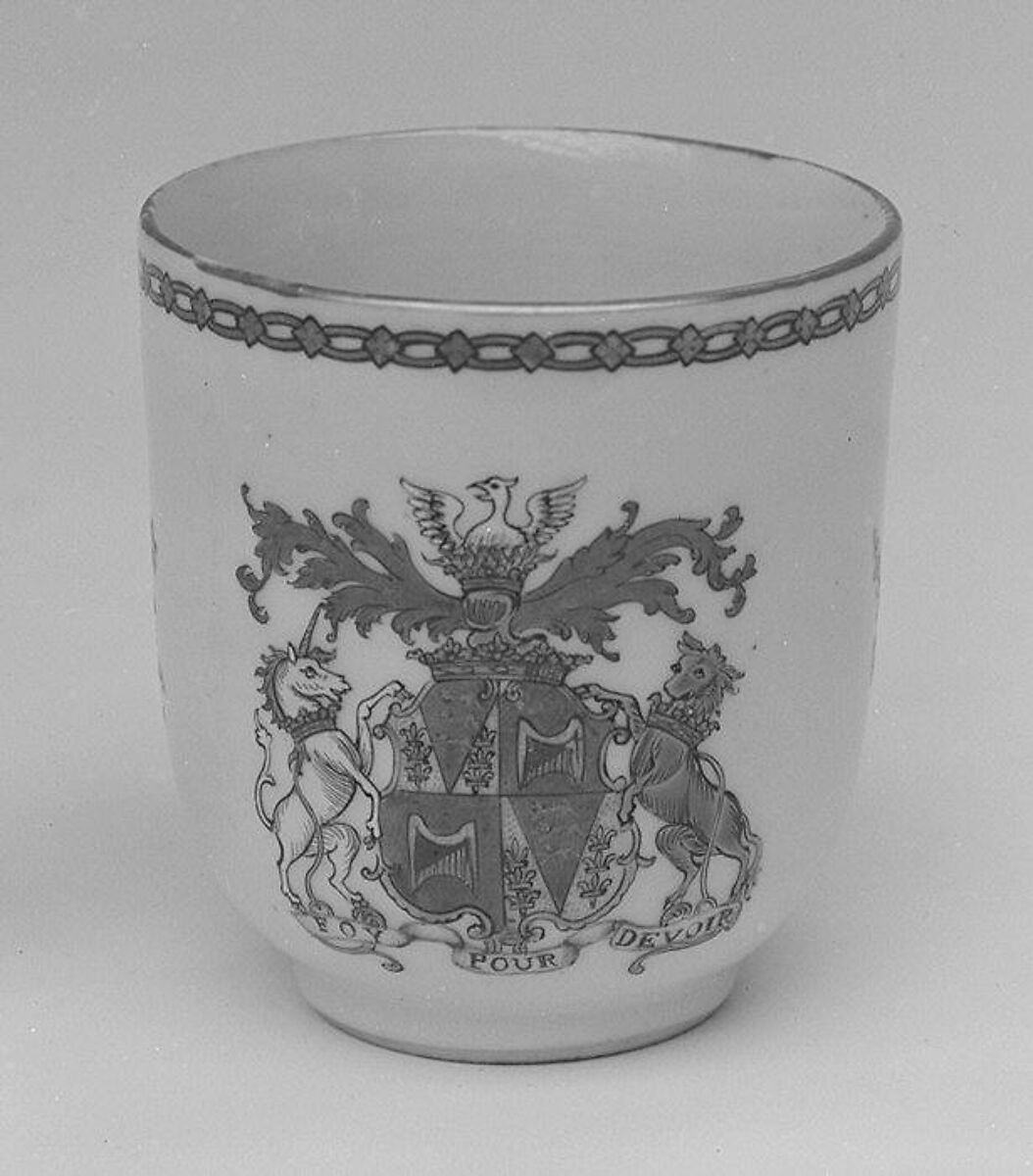 Cup (part of a service), Hard-paste porcelain, Chinese, for British market 