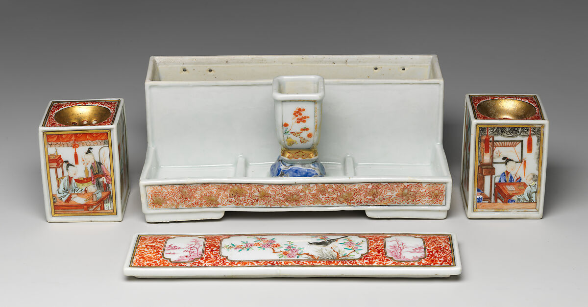 Inkstand, Hard-paste porcelain, Chinese, for European market