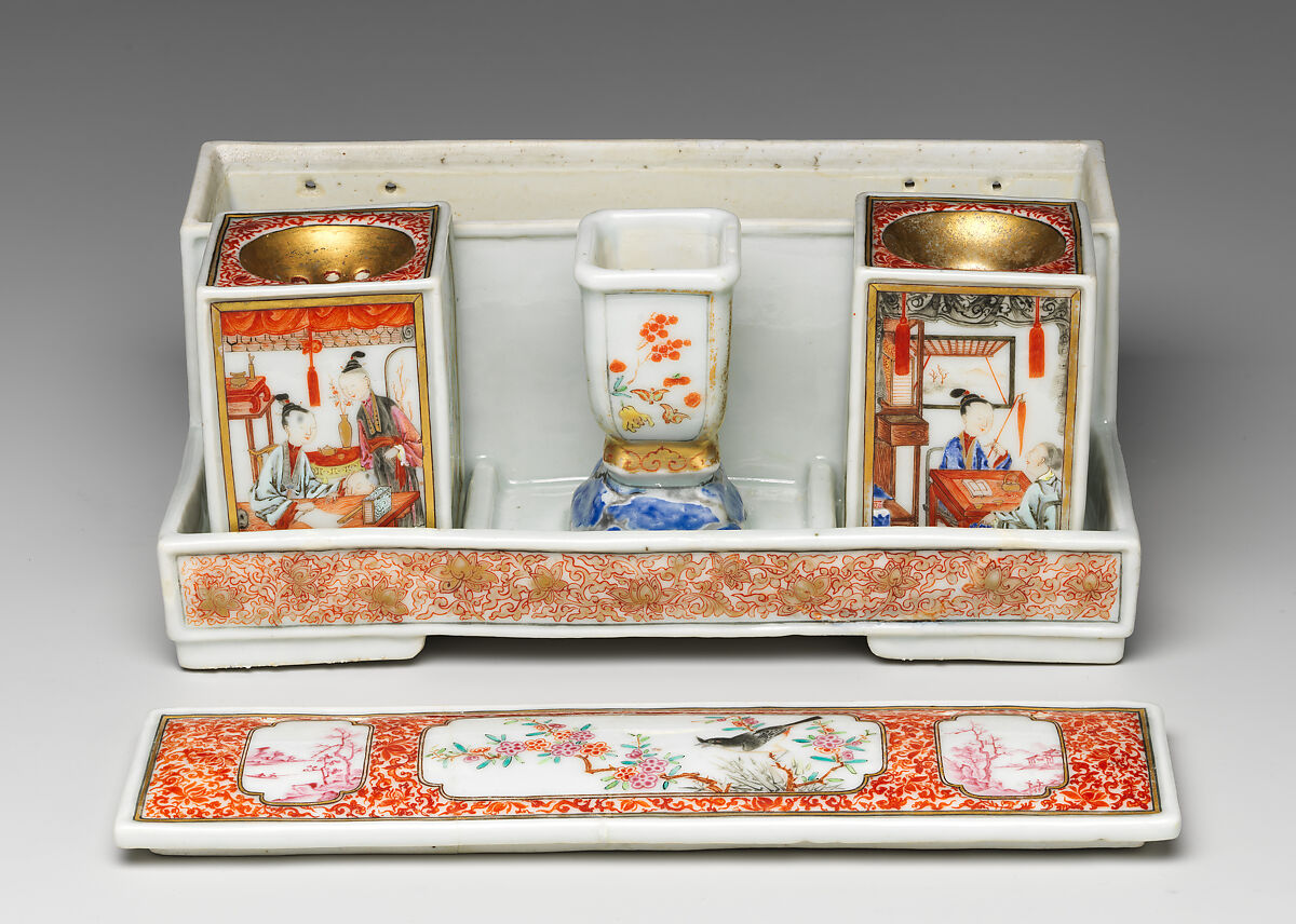 Inkstand, Hard-paste porcelain, Chinese, for European market