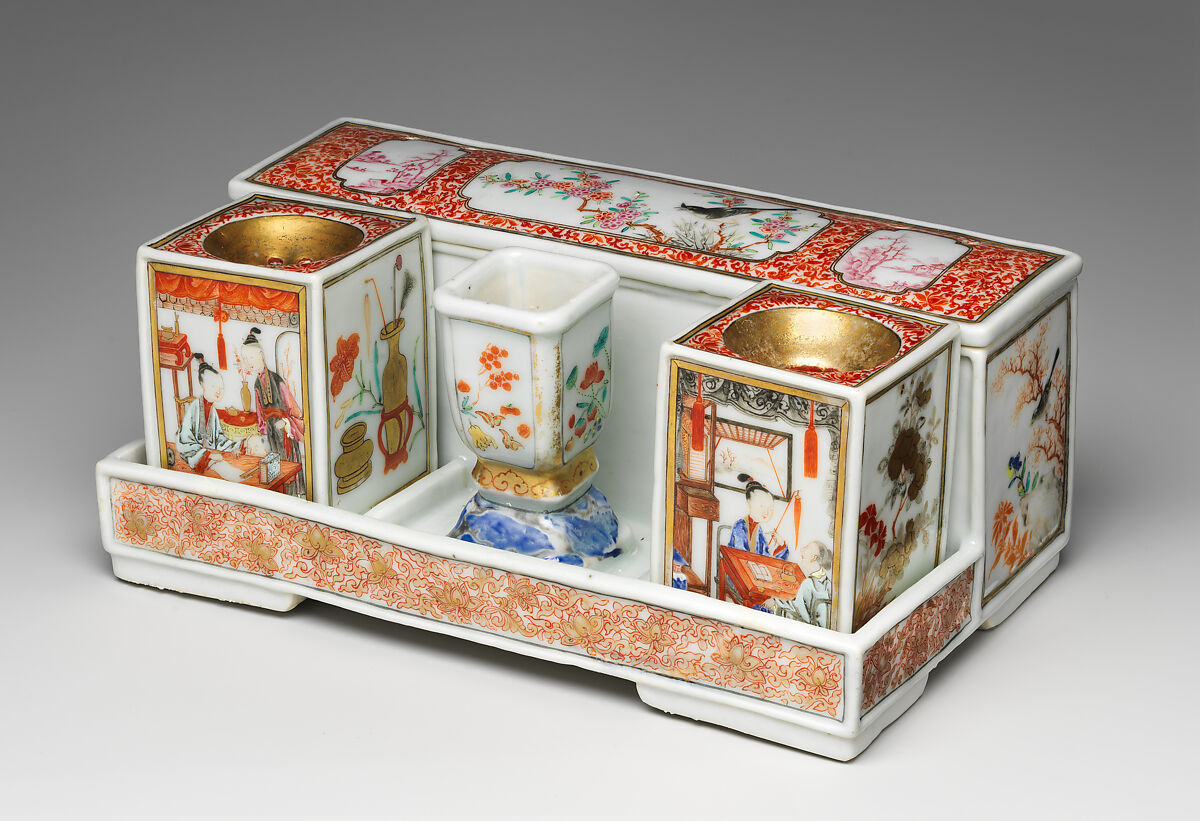 Inkstand, Hard-paste porcelain, Chinese, for European market