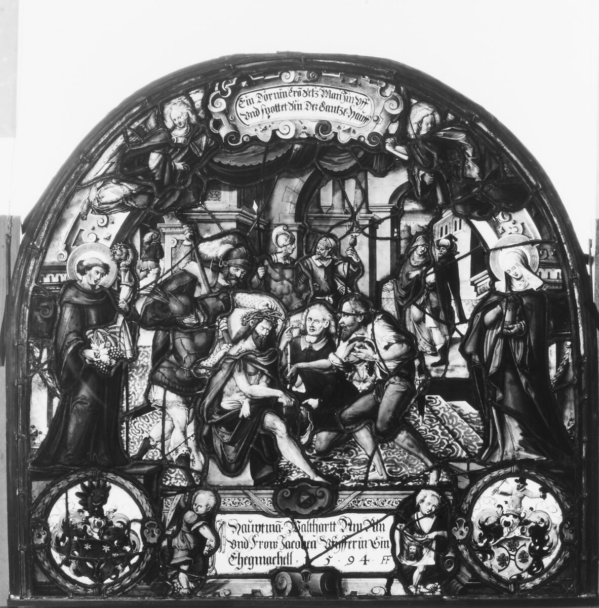 The Mocking of Christ, Painted by Franz Fallenter (Freiburg im Breisgau ca. 1550–ca. 1616 Lucerne), Stained glass, Swiss, Lucerne