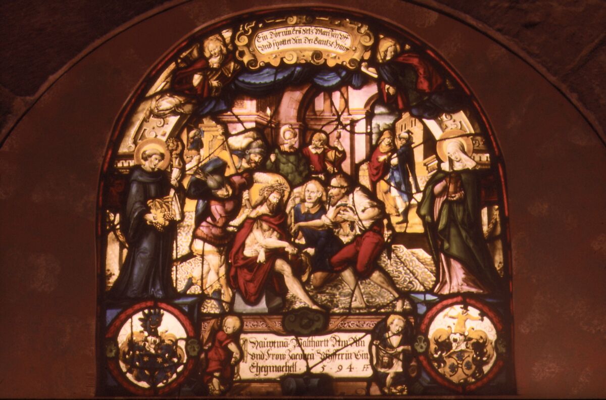 The Mocking of Christ, Painted by Franz Fallenter (Freiburg im Breisgau ca. 1550–ca. 1616 Lucerne), Stained glass, Swiss, Lucerne 