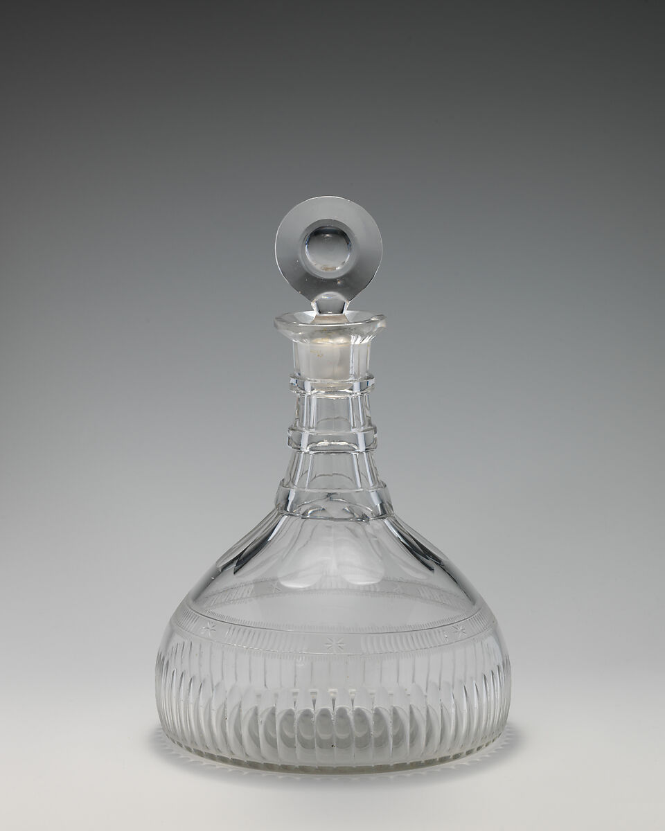 Ship decanter (one of a pair), Lead glass, British or Irish 