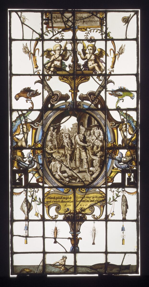 Feeding the Hungry, Stained glass, Dutch 