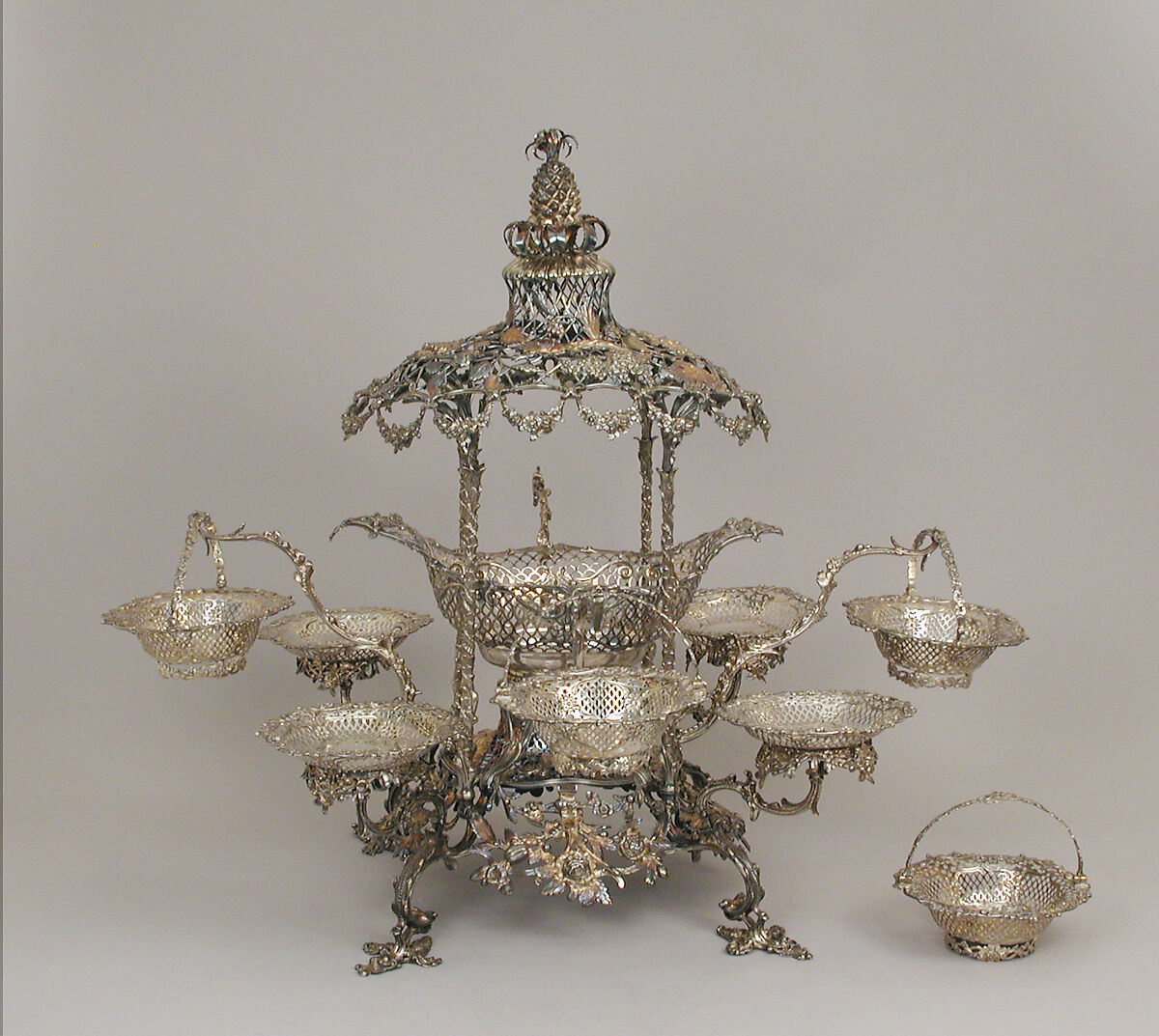 Epergne, Thomas Heming (active 1745–73), Silver, British, London 