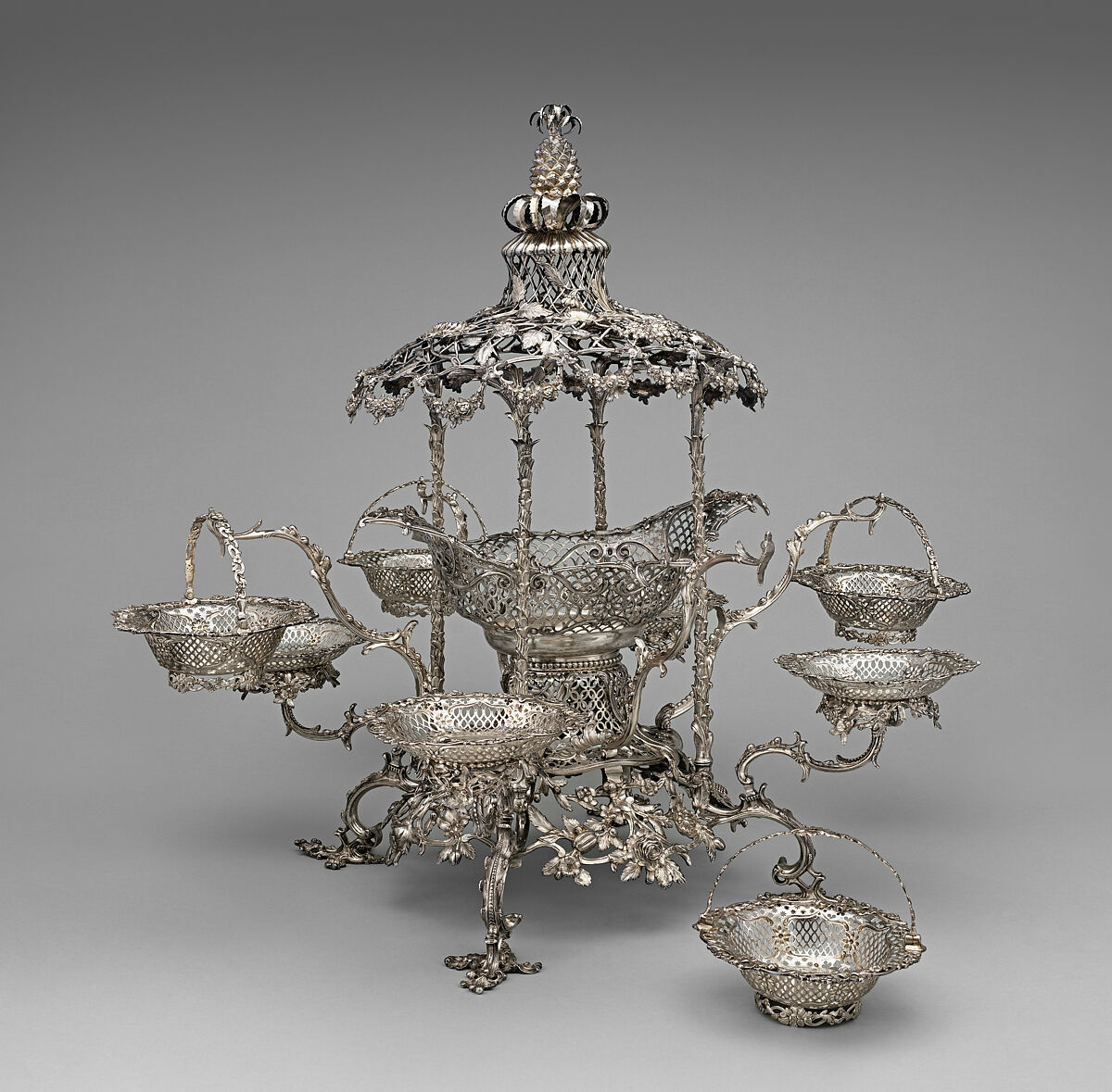 Epergne, Thomas Heming (active 1745–73), Silver, British, London