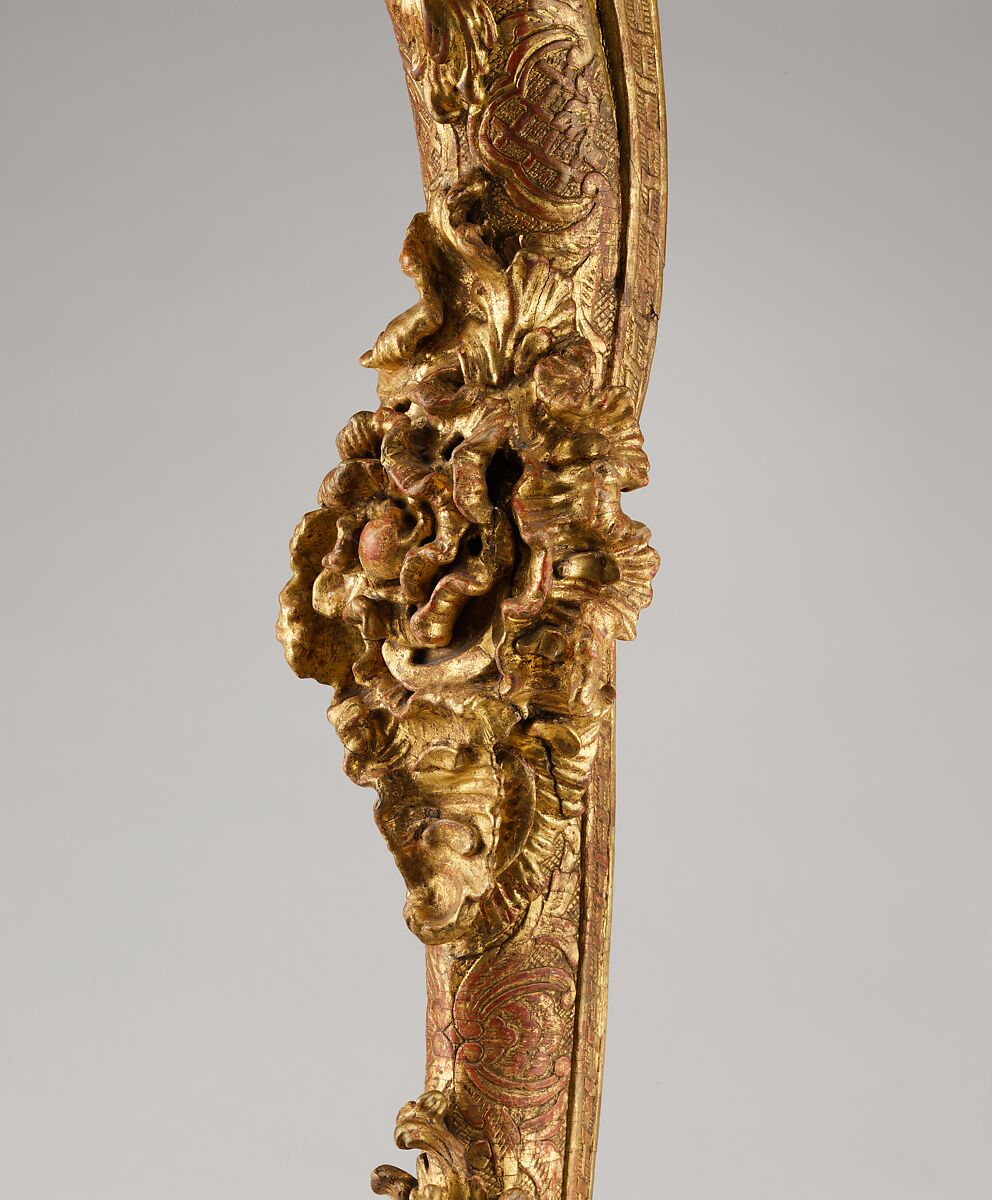 Pair of candlestands, Linden wood; cut and gilded gesso; Tegernsee limestone top, German, Munich