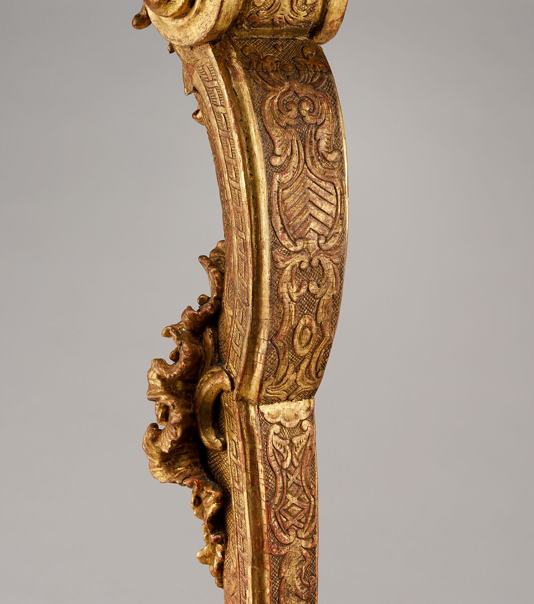 Pair of candlestands, Linden wood; cut and gilded gesso; Tegernsee limestone top, German, Munich