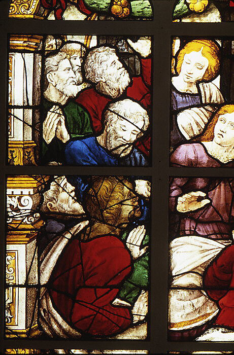 The Disciples in the Upper Room (?), Probably after a design by Pieter Coecke van Aelst (Netherlandish, Aelst 1502–1550 Brussels), Stained glass, Flemish, Antwerp