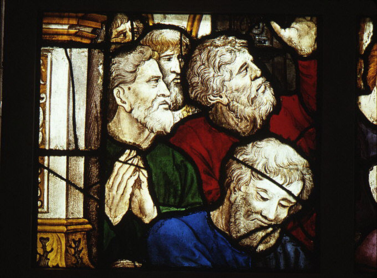 The Disciples in the Upper Room (?), Probably after a design by Pieter Coecke van Aelst (Netherlandish, Aelst 1502–1550 Brussels), Stained glass, Flemish, Antwerp