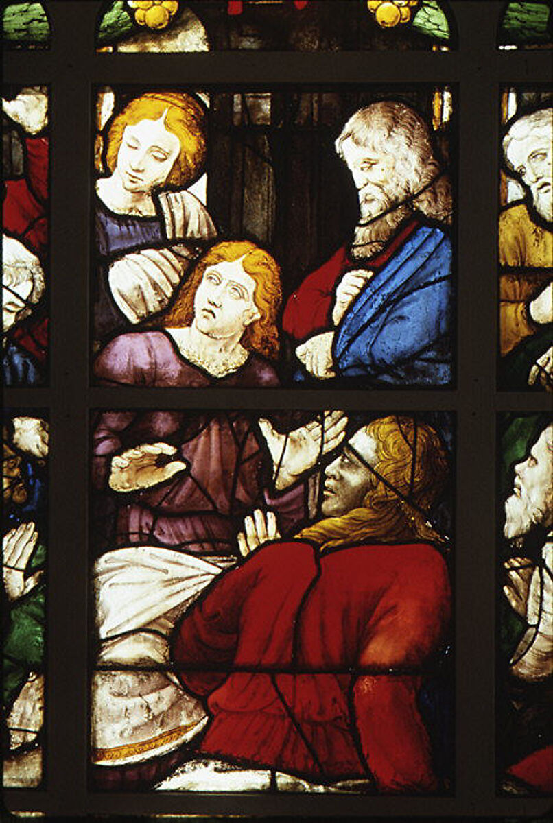 The Disciples in the Upper Room (?), Probably after a design by Pieter Coecke van Aelst (Netherlandish, Aelst 1502–1550 Brussels), Stained glass, Flemish, Antwerp