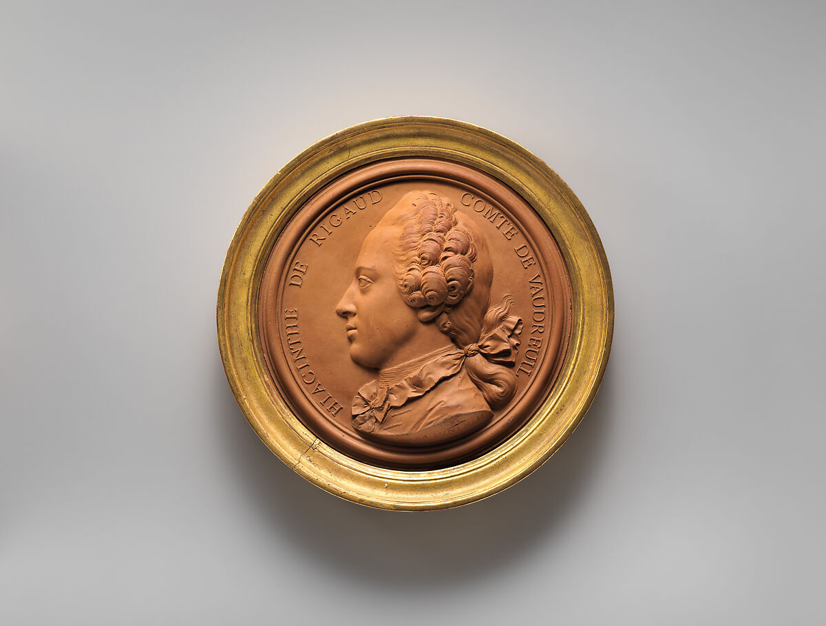 Hiacinthe de Rigaud, Comte de Vaudreuil, Jean-Baptiste Nini (Italian, Urbino 1717–1786 Chaumont-sur-Loire), Medallion: cast terracotta (terre de Chaumont); frame: gilt wood, French, Chaumont-sur-Loire 