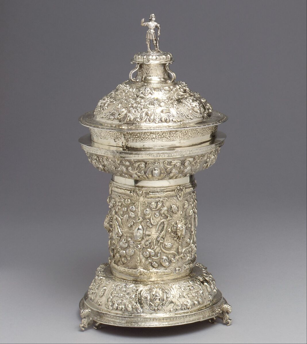 Standing salt with cover, Gilt silver, British, London 