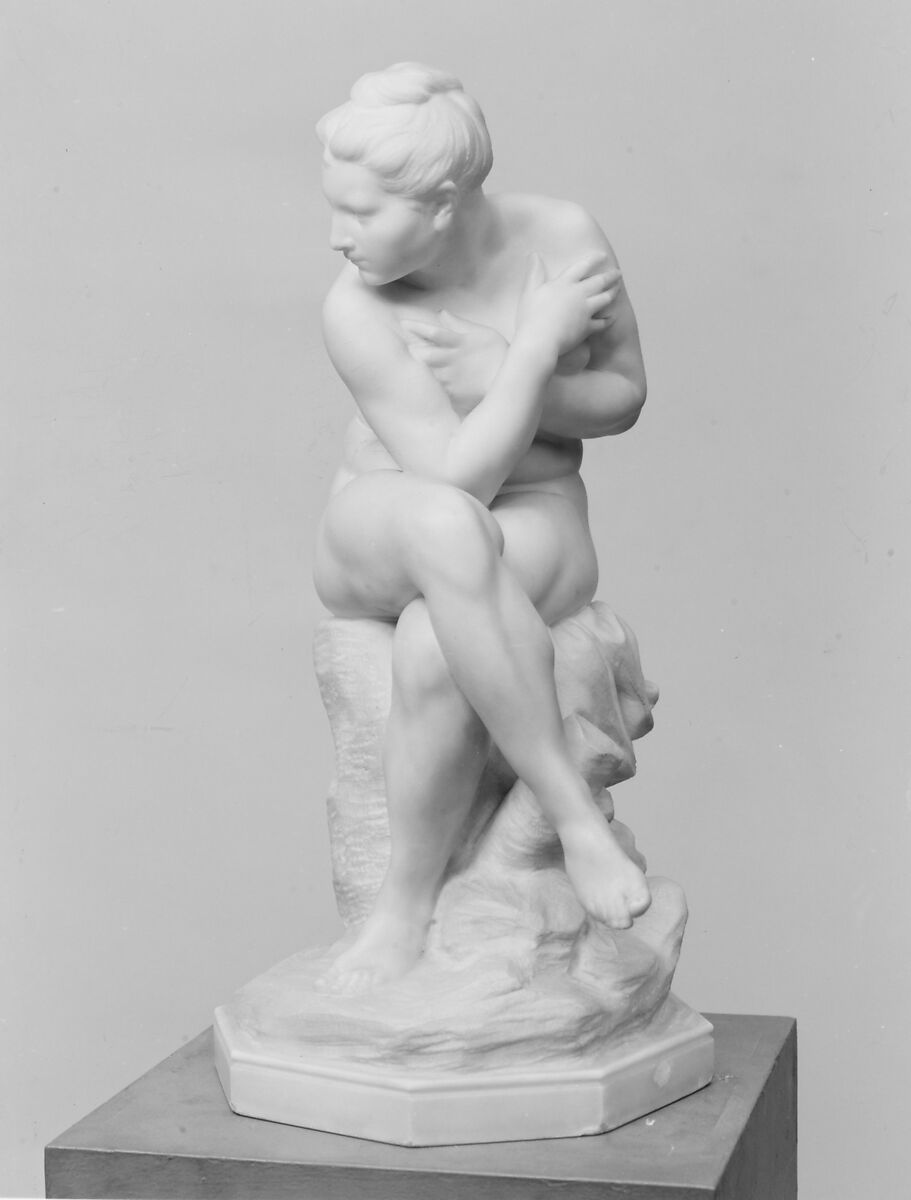 Nude woman, Aimé-Jules Dalou (French, Paris 1838–1902 Paris), White marble; base: green marble, French 