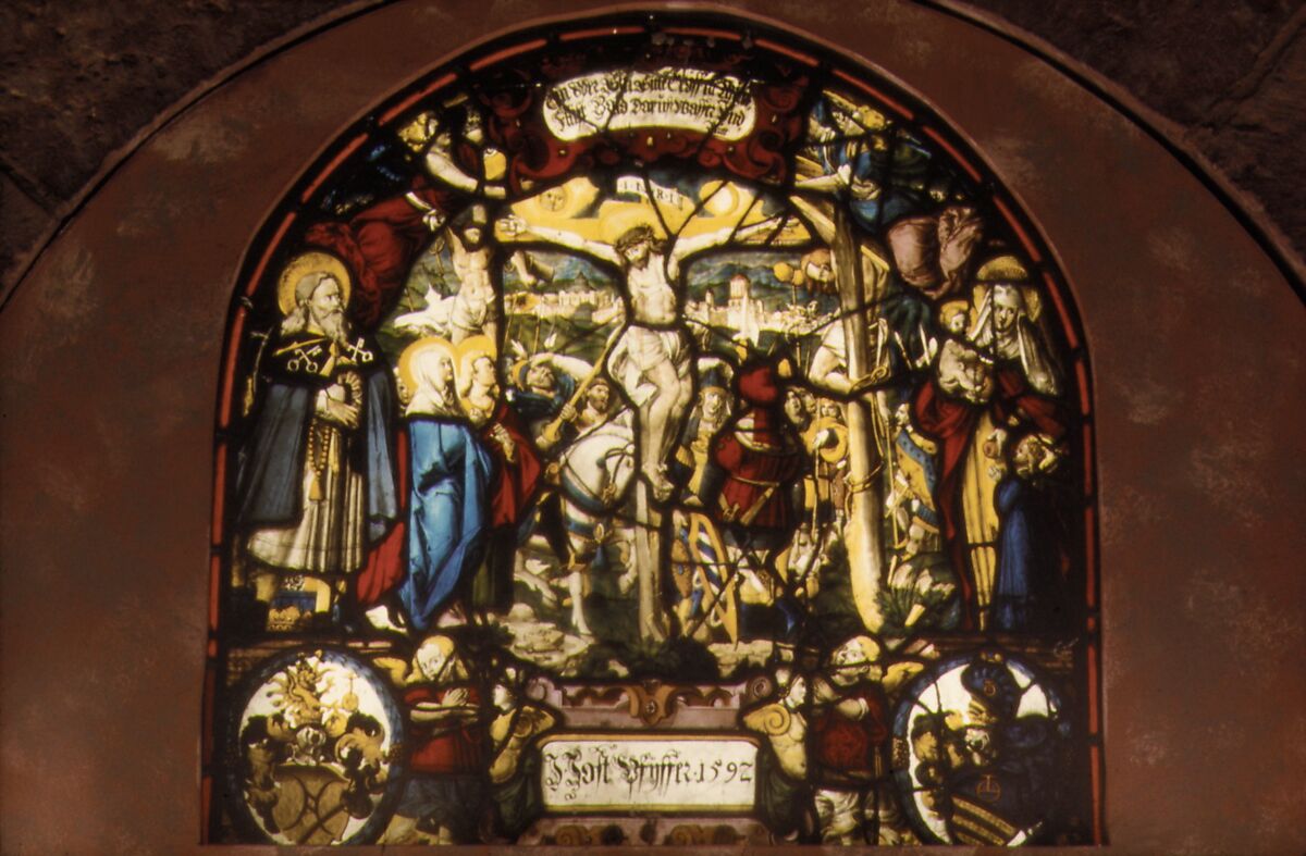 The Crucifixion, Painted by Franz Fallenter (Freiburg im Breisgau ca. 1550–ca. 1616 Lucerne), Stained glass, Swiss, Lucerne