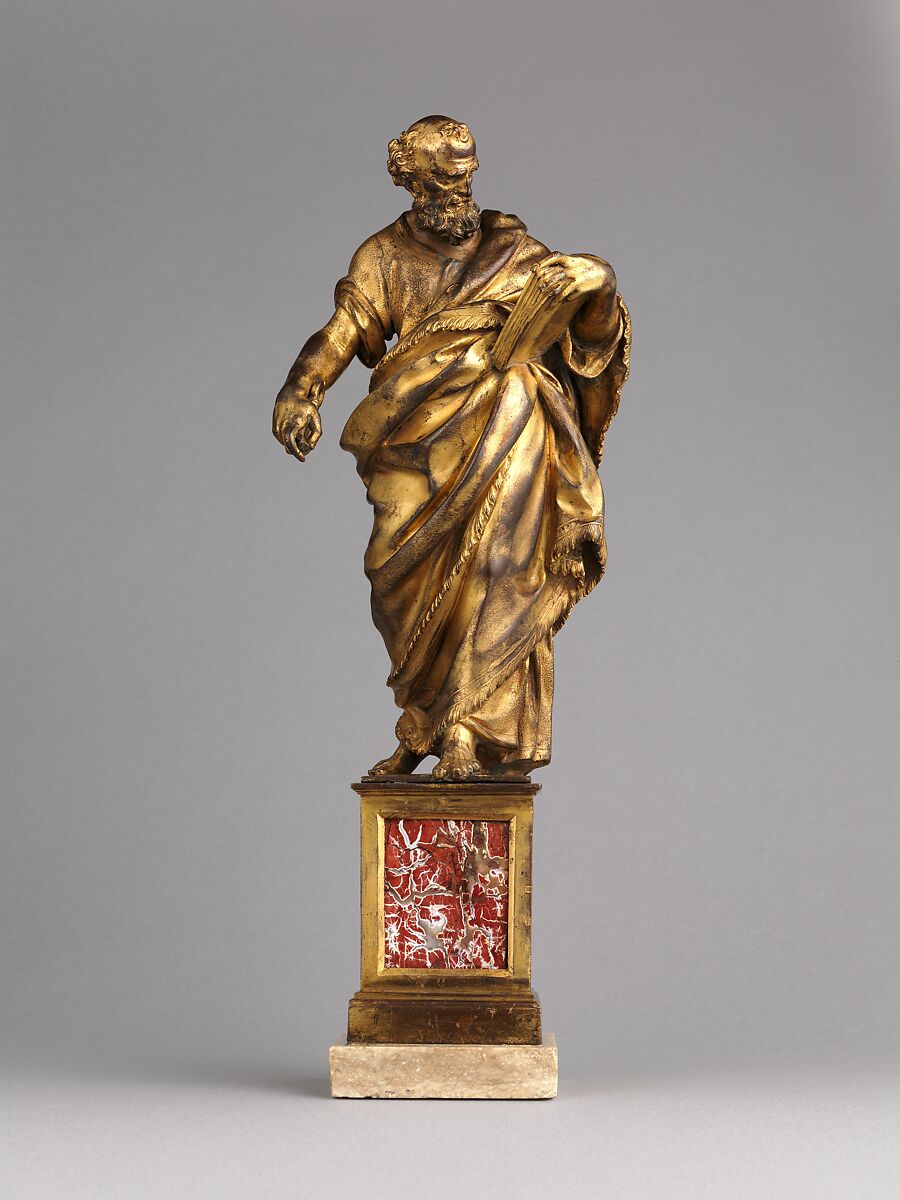 Saint Peter, Cosimo Fanzago (Italian, born Lombard, active chiefly in Naples, 1591–1678), Bronze, fire-gilt, on a later base, Italian, Naples 