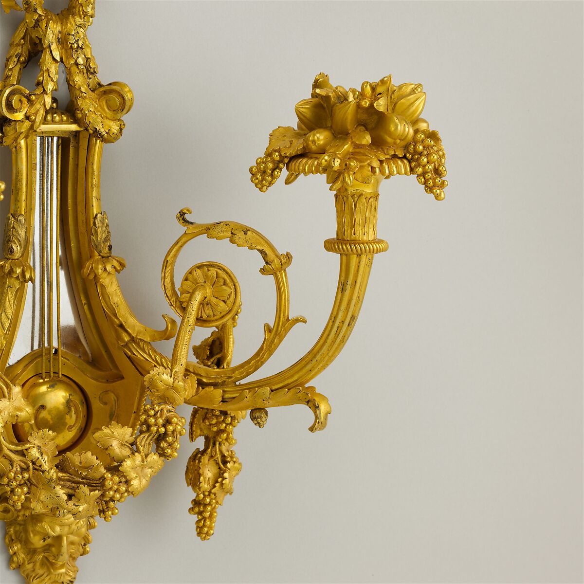 Pair of two-light wall brackets, Gilt bronze, French