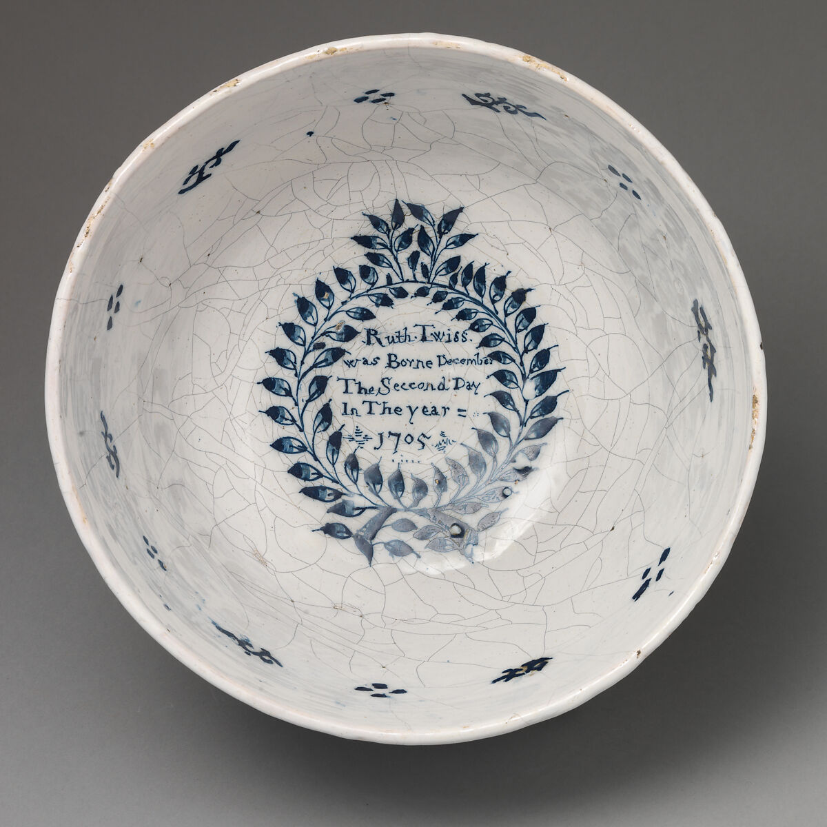 Ceremonial punch bowl with cover, Delftware (tin-glazed earthenware), probably British, Lambeth