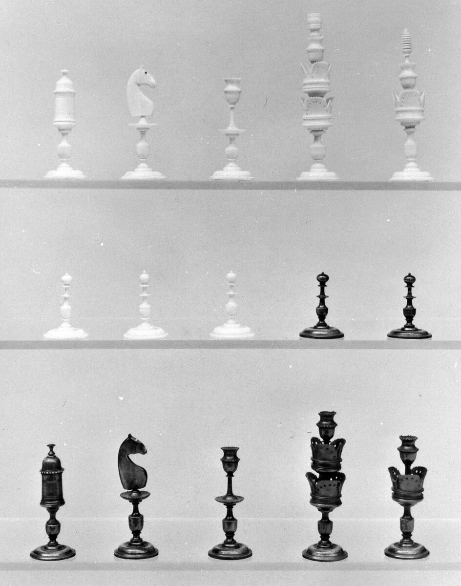 Chessmen (32), Ivory, ebony, German 