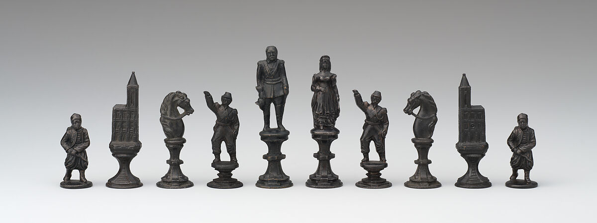 Chessmen (32), Cast iron, German