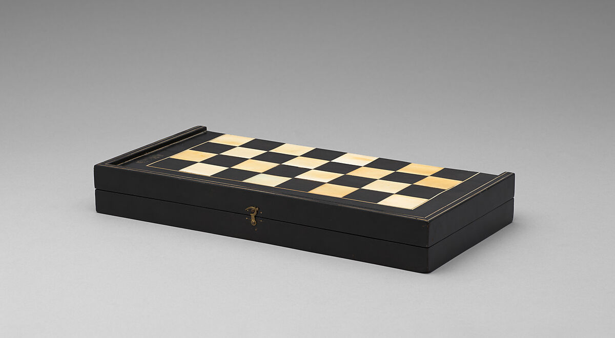 Box-board for chess and backgammon, Ebony, ivory, possibly Indo-Portuguese, Goa