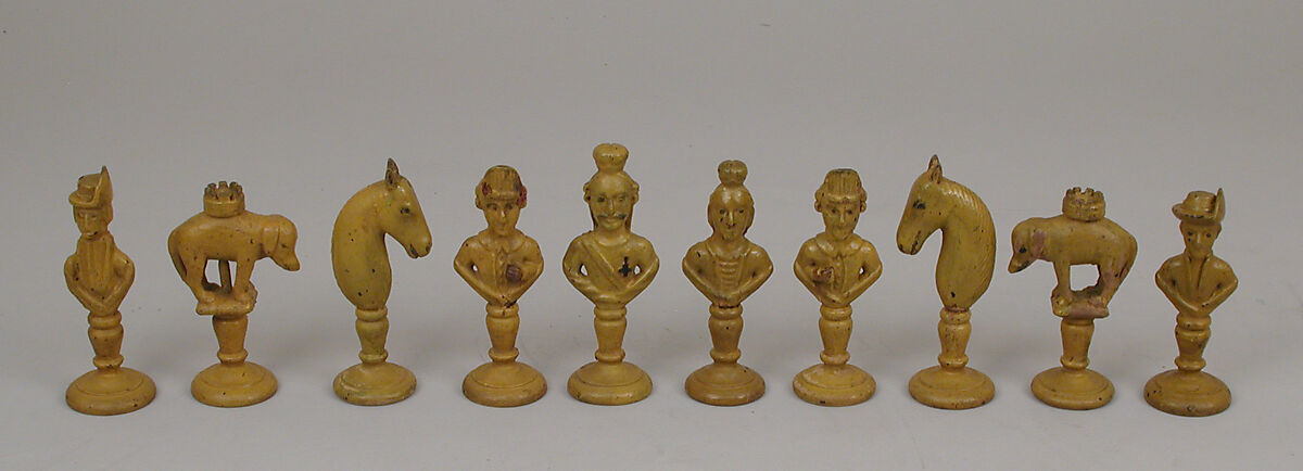 Chessmen (32), Wood, possibly Austrian 