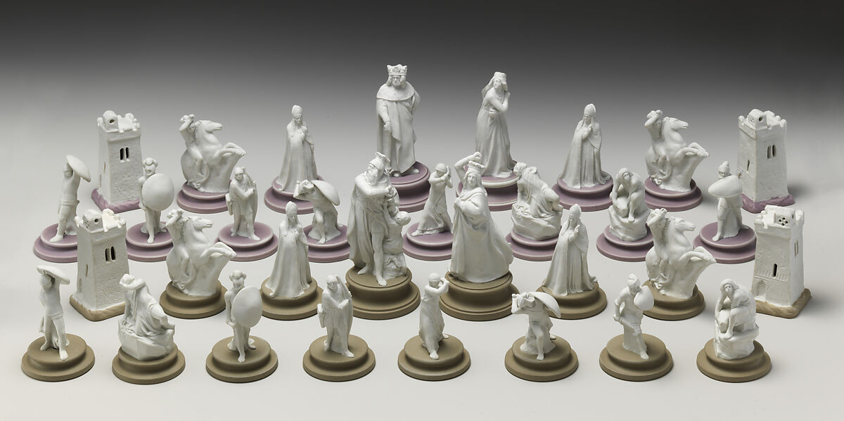 Chessmen (32), John Flaxman (British, York 1755–1826 London), Jasperware, British, Staffordshire