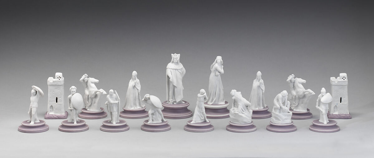 Chessmen (32), John Flaxman (British, York 1755–1826 London), Jasperware, British, Staffordshire