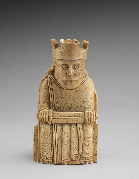 Chessman (King), Elkington &amp; Co. (British, Birmingham, 1829–1963), Plaster, painted cream; "Fictile ivory", British, Birmingham after a Scandinavian original 