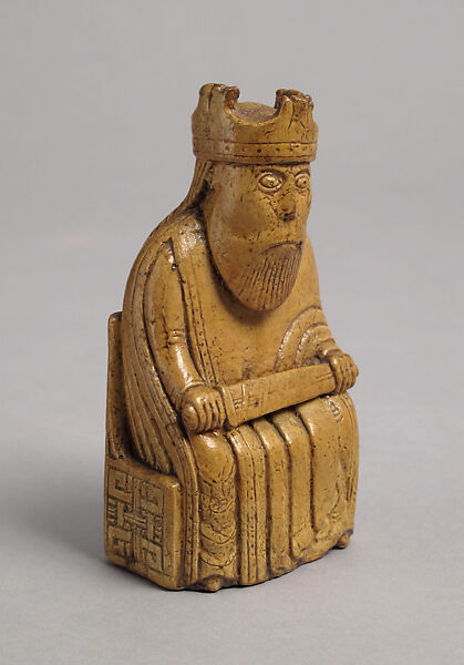 Chessman (King), Plaster, painted yellow, European 