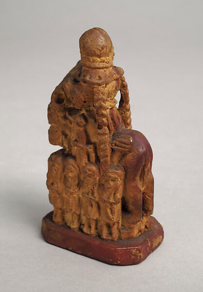 Chessman (Knight or King), Plaster, painted brown, European