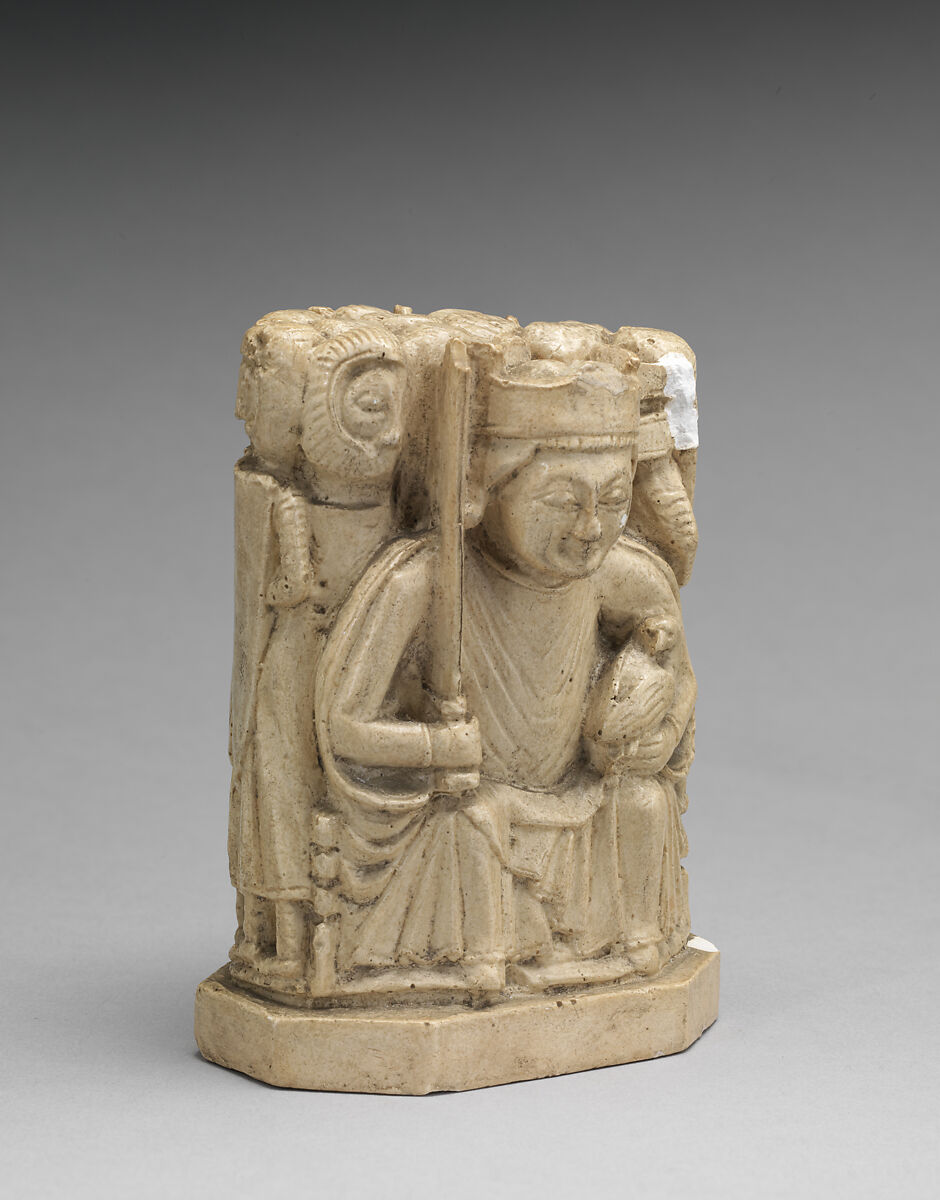 Chessman (King), Elkington &amp; Co. (British, Birmingham, 1829–1963), Plaster, painted white, "Fictile ivory", British, Birmingham, after German original 