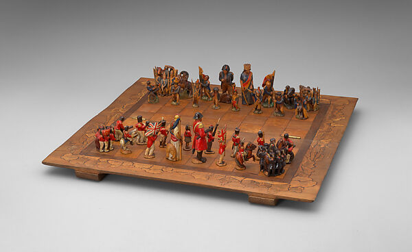 Battle of Waterloo chess set, Phyllis and Delphis Gardner (born 1890 and 1900 respectively), Wood, British, Maidenhead