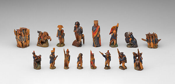 Battle of Waterloo chess set, Phyllis and Delphis Gardner (born 1890 and 1900 respectively), Wood, British, Maidenhead