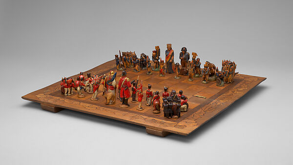 Battle of Waterloo chess set, Phyllis and Delphis Gardner (born 1890 and 1900 respectively), Wood, British, Maidenhead