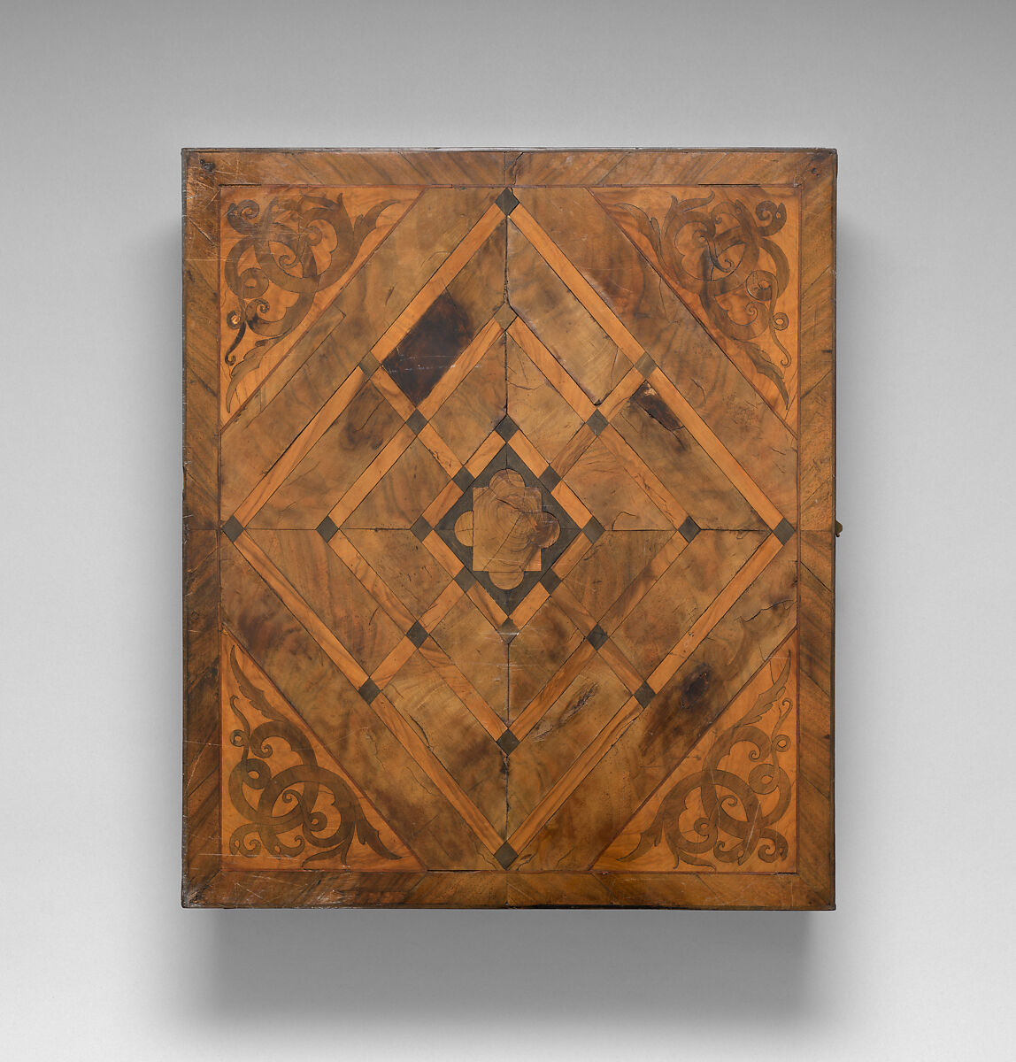 Box-board for chess and backgammon or tric-trac, Wood and brass, German