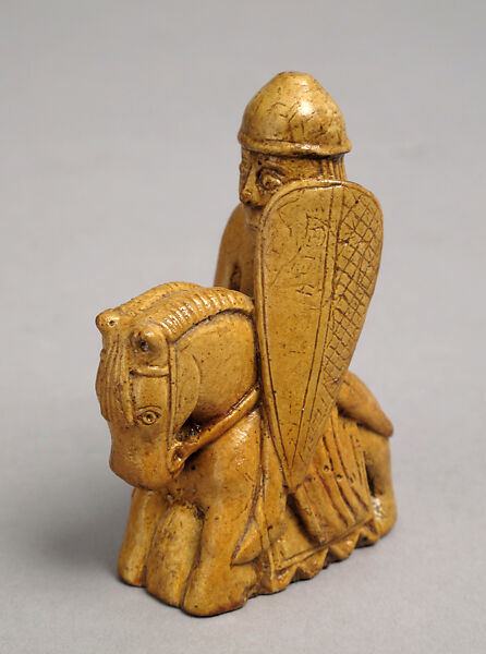 Chessman (Knight), Plaster, painted yellow, European 