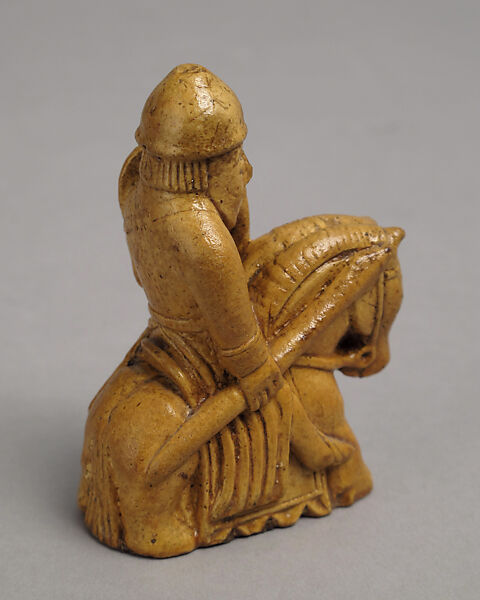 Chessman (Knight), Plaster, painted yellow, European