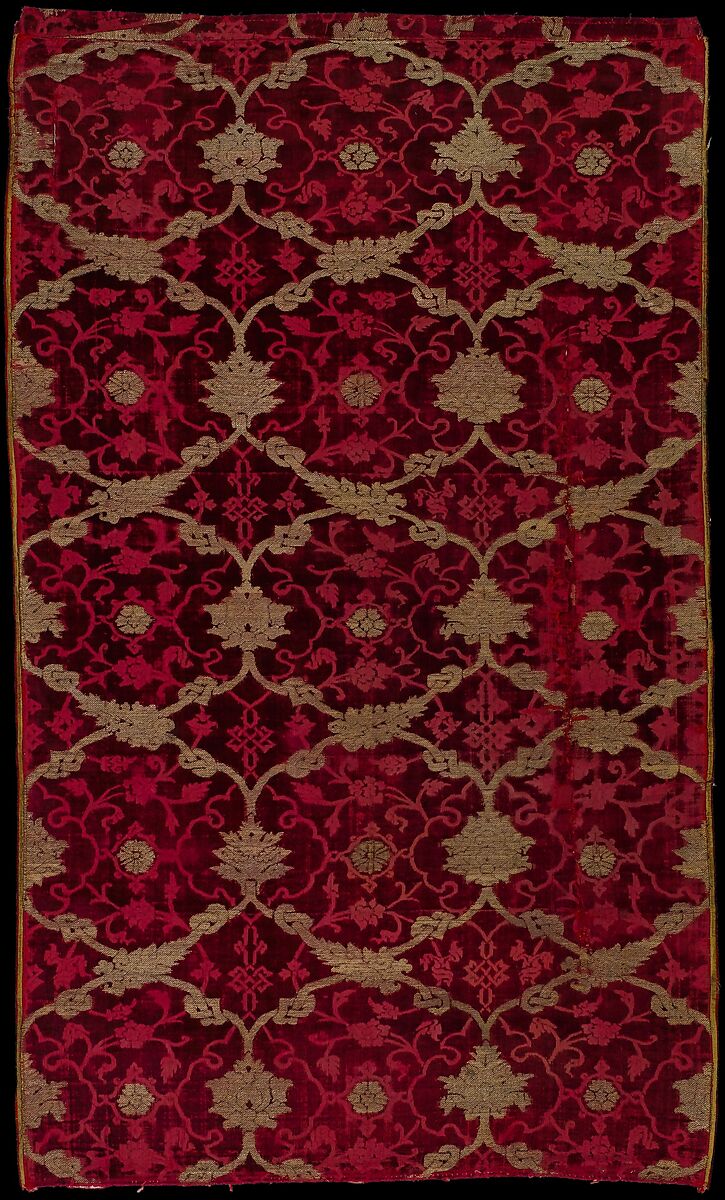 Panel of velvet, Silk and metal thread, Italian 