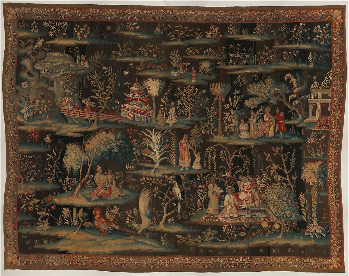 The Toilette of the Princess from a set of Tapestries "After the Indian Manner", Attributed to the workshop of John Vanderbank (Flemish, 1683–1717), Wool, silk (19-20 warps per inch, 7-8 per cm.), British, London 