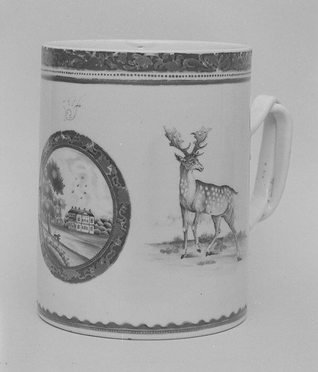 Mug, Hard-paste porcelain, Chinese, for British or American market 