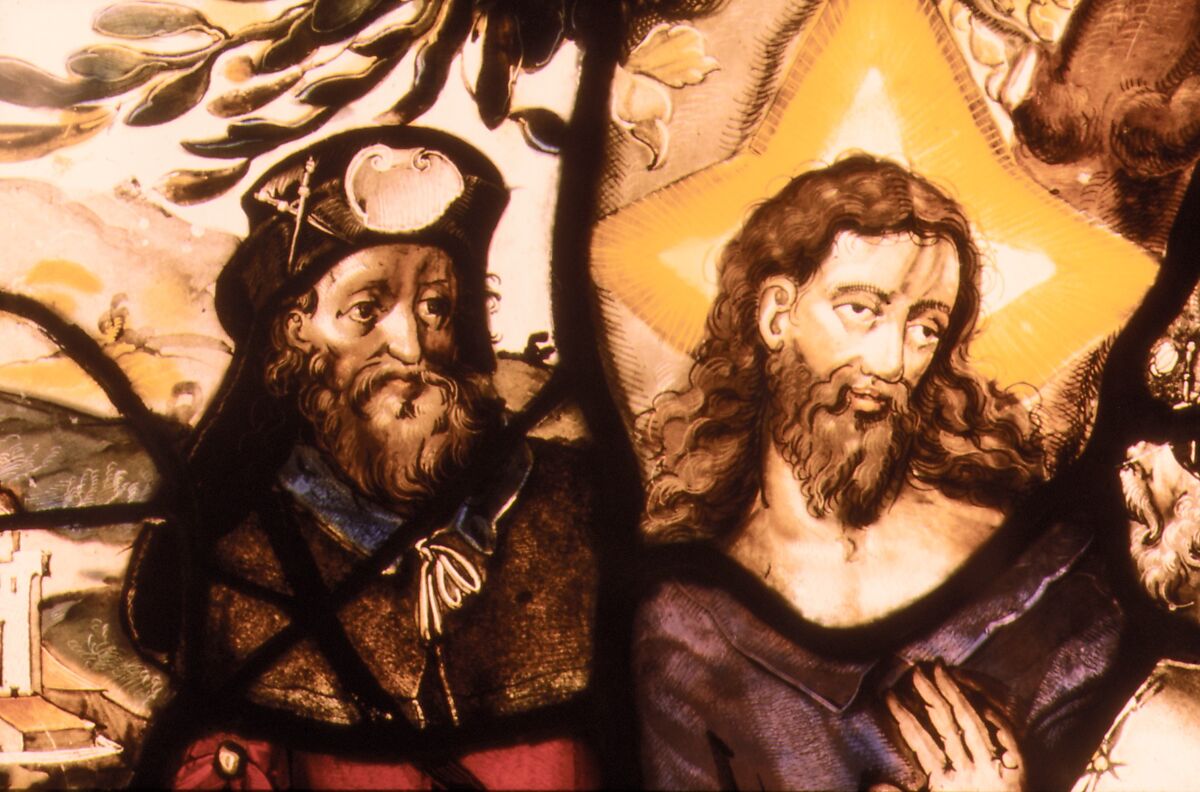 The Encounter on the Way to Emmaus, Painting attributed to Franz Fallenter (Freiburg im Breisgau ca. 1550–ca. 1616 Lucerne), Stained glass, Swiss, Lucerne