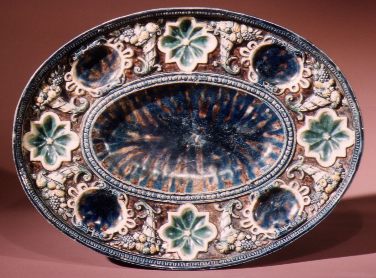 Dish, Manner of Bernard Palissy (French, Agen, Lot-et-Garonne 1510–1590 Paris), Lead-glazed earthenware, French 