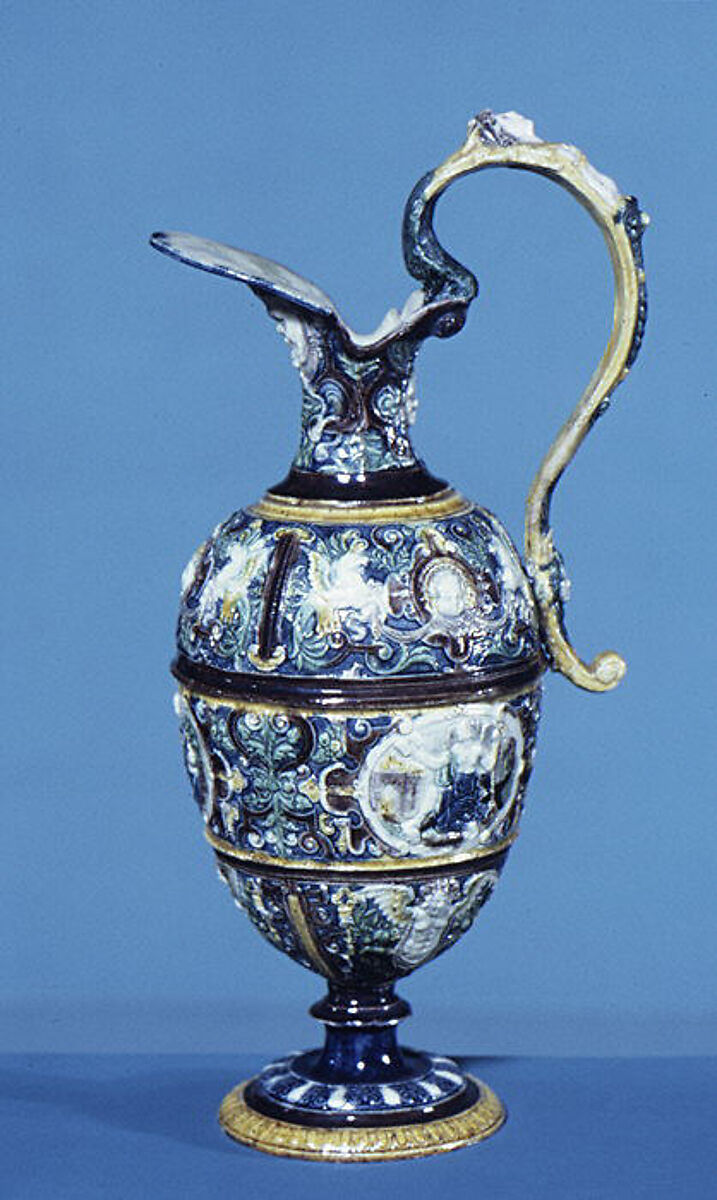 Ewer, Follower of Bernard Palissy (French, Agen, Lot-et-Garonne 1510–1590 Paris), Lead-glazed earthenware, French 