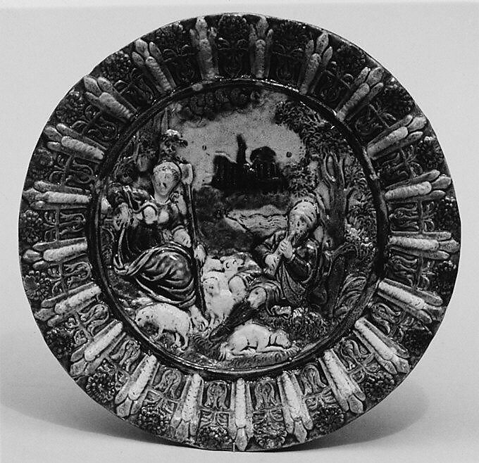 Dish, Manner of Bernard Palissy (French, Agen, Lot-et-Garonne 1510–1590 Paris), Lead-glazed earthenware, French 